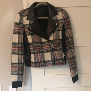 Paige wool/leather moto jacket
